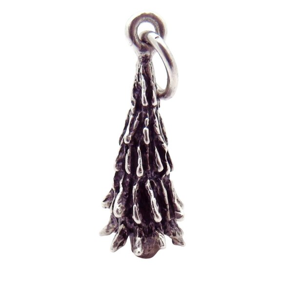 Vintage Sterling Silver 3D Christmas Tree Pine Tree Charm 1940s - Picture 6 of 8